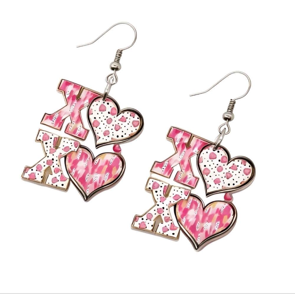 XOXO heart dangle earrings